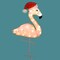 Product Works 32" Pre-Lit Pink Flamingo with Santa Claus Hat Soft Tinsel Christmas Yard Art